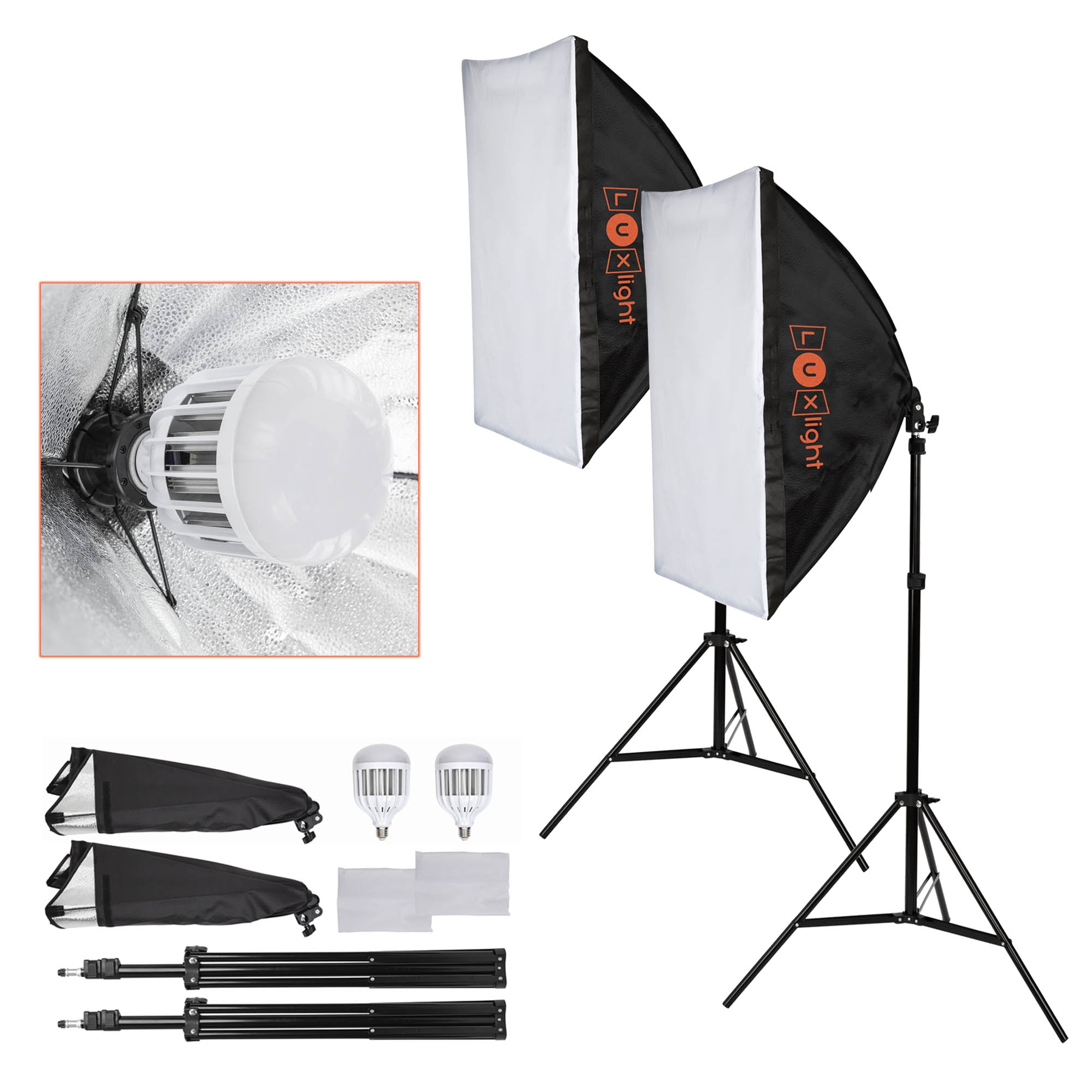 InstaLight Softbox Studio Lighting Kits | 3300lm LED Bulbs | Photography & Video