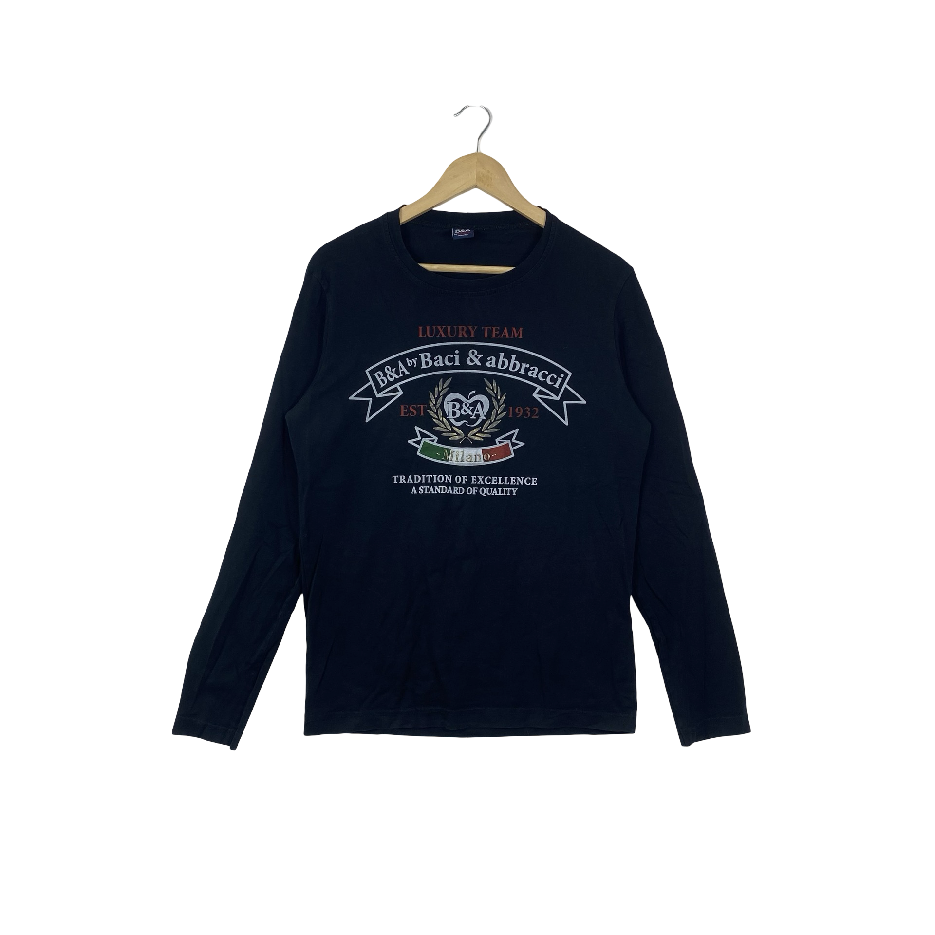 Vintage B&A BY BACI & ABBRACCI MILANO 1932 Graphic T-Shirt Luxury Team Italian Casual Crewneck Top