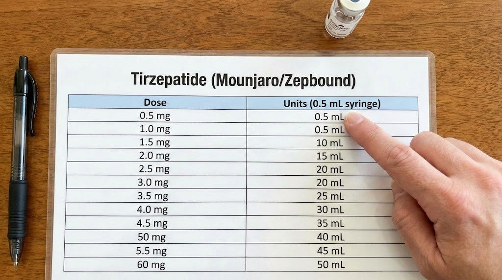 Tirzepatide dosage chart in units: complete conversion guide for every concentration