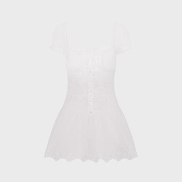 Frankies Bikinis Lucien Cotton Mini Dress - Optic White