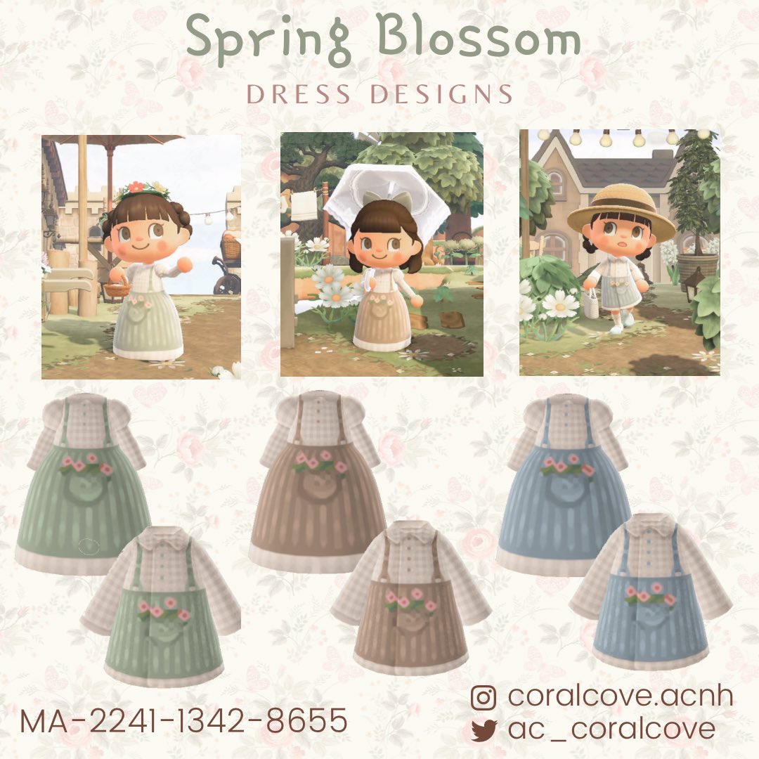 my collection of 'spring blossom' dress designs consist of 2 different  styles and are available in my three favourite colours beige, powder blue  and sage green 🤍 they are now uploaded on