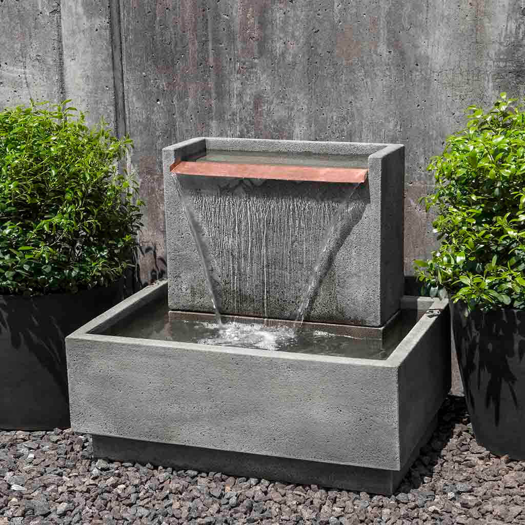 Falling Water II Modern Cast Stone Wall Fountain