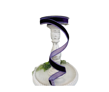 RK130-07 Designer Farrisilk Wired Ribbon, 1 inch 2 Tone Velvet Purple/Violet Farrisilk