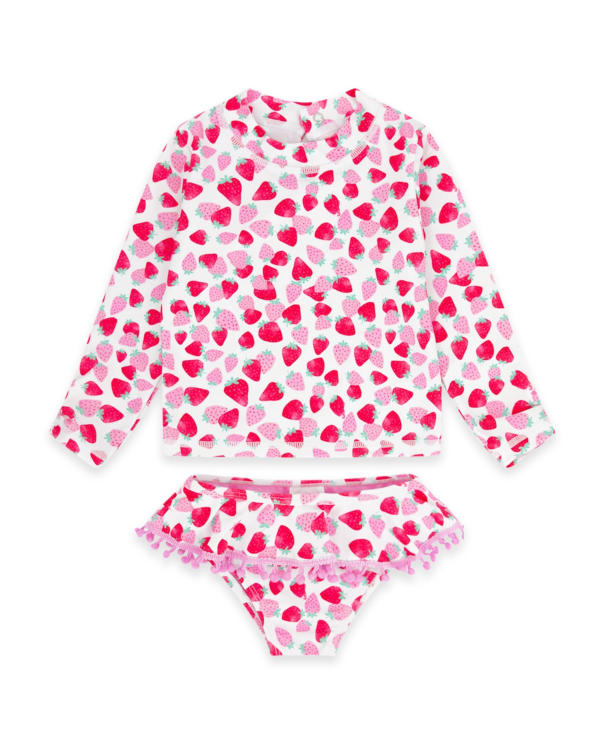 Colorful Feather 4 Arrow Sandy Toes rashguard swim set for kids with long sleeves and fun tropical print, suitable for swimming and beachwear.