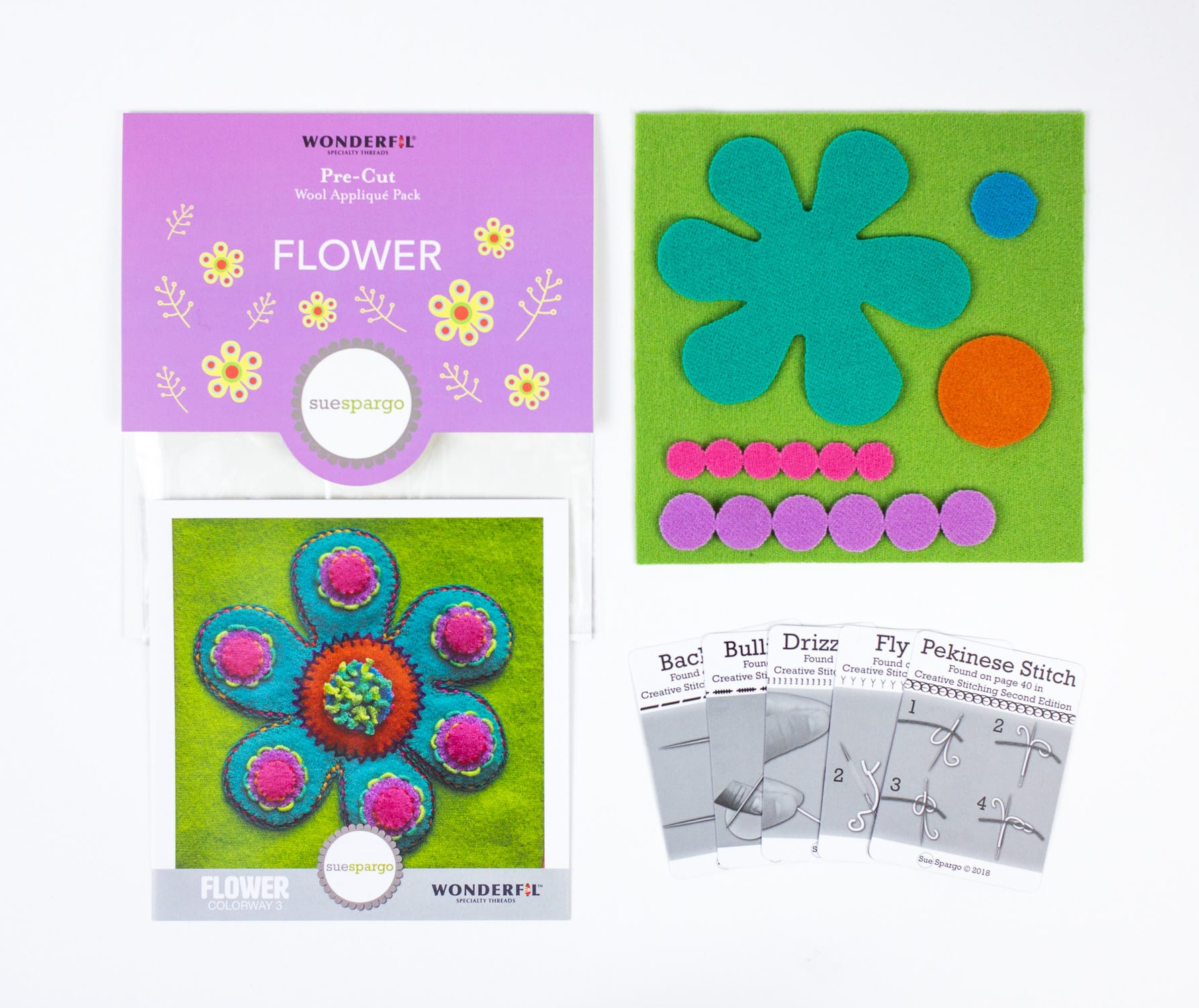 Sue Spargo Pre-Cut Wool Kit - Flower