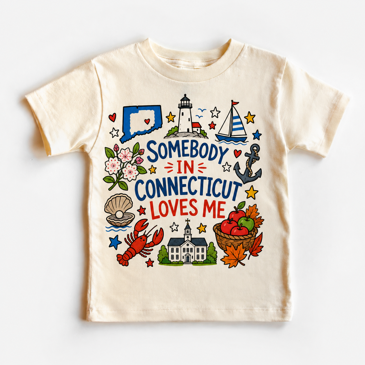 Somebody in Connecticut Loves Me Kids Shirt, Connecticut Toddler T-Shirt, Coastal State Graphic Tee