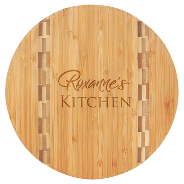 Round Bamboo Cutting Board with Butcher Block Inlay - Multiple Sizes