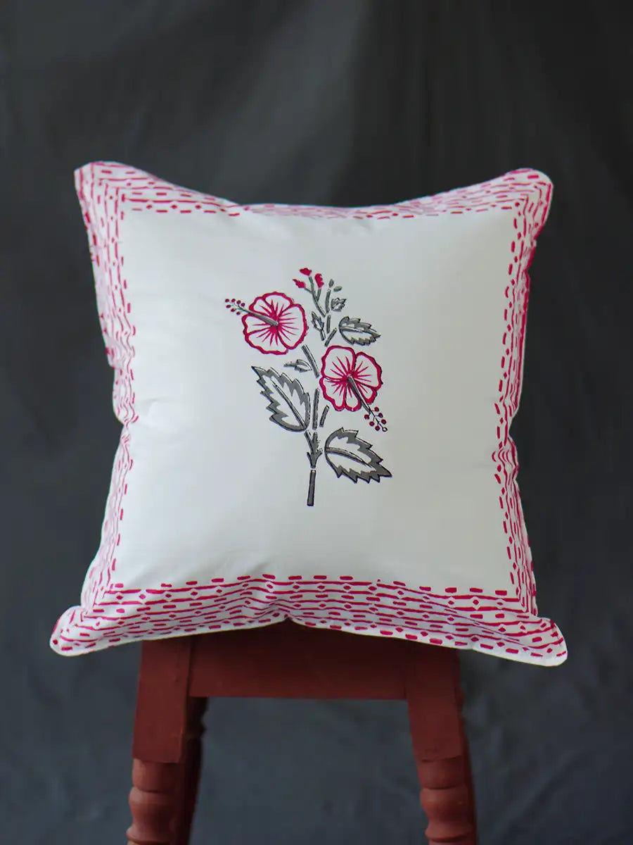 Gudhal hand block printed 400 TC percale cotton cushion cover — The Jaipur Wala