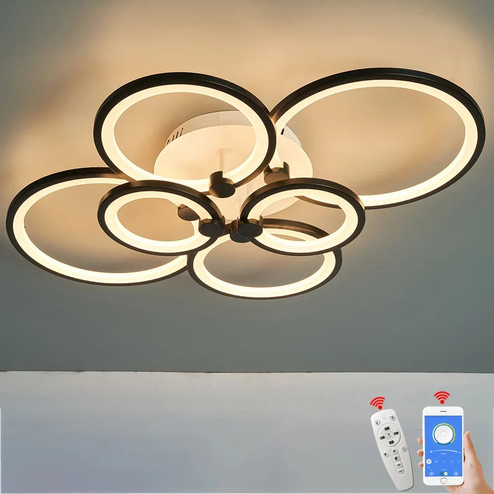 Modern circular ring chandelier with LED lighting