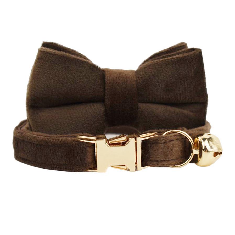 HKM-430931 Lovely Cat Bow and Bell Collar Set - Cotton Material with Cartoon Design - Available in S and L Sizes