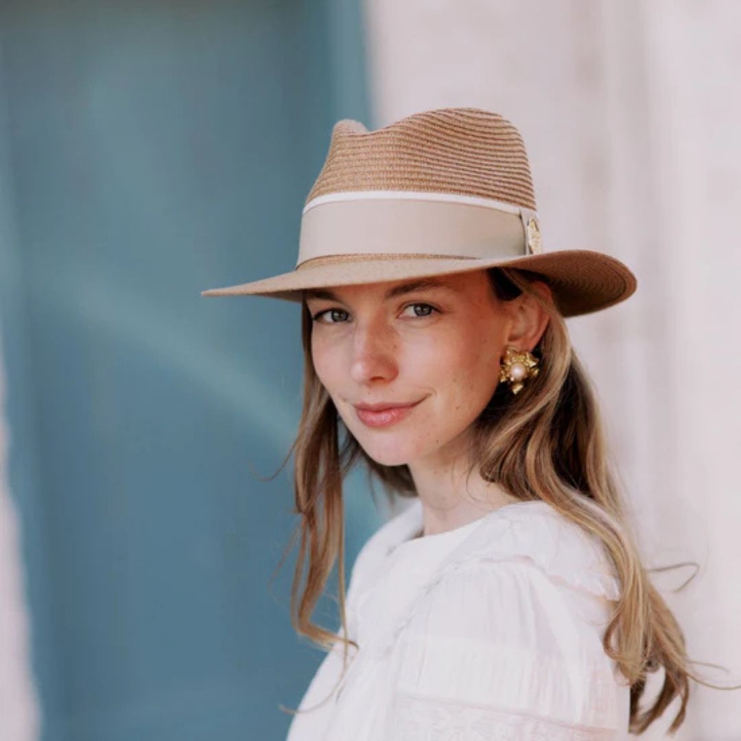 Hicks & Brown Orford Fedora in Natural with Fawn Ribbon