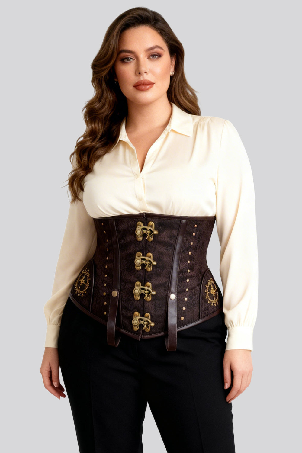 Brown Jodean Embroidery Underbust Corset