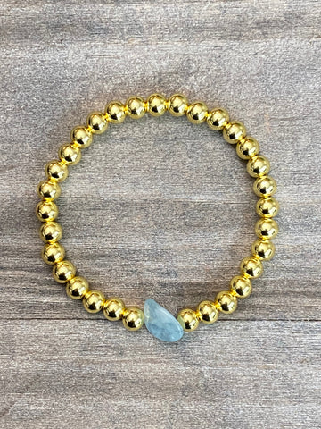 Aquamarine Nugget and Gold Bracelet
