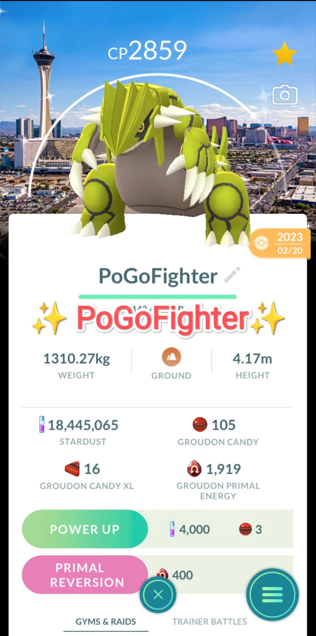 Pokémon GO Shiny Groudon Las Vegas Location Card Background – Trade 20.000 stardust (Read Describe)
