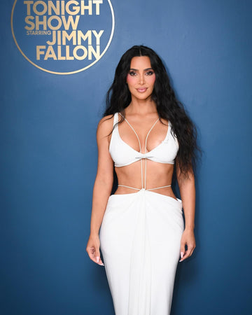 Celebrity Style: Kim Kardashian White Cut-Out Dress On Jimmy Fallon