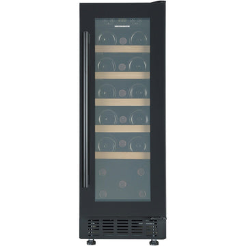 Heinner wijnkoelkast HRV-ABI56DRL20 met glazen deur, zwart frame, houten leggers en digitaal display voor 20 flessen wij