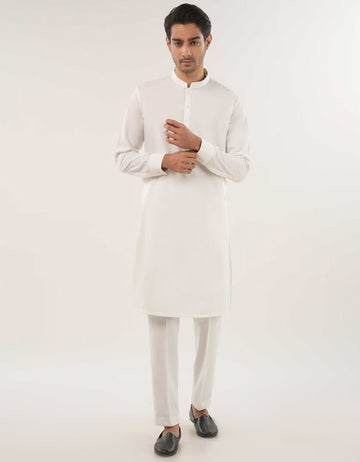 WHITE BLENDED KURTA TROUSERS | JJKP-A-47502-AP/S25/JJ9737-PN