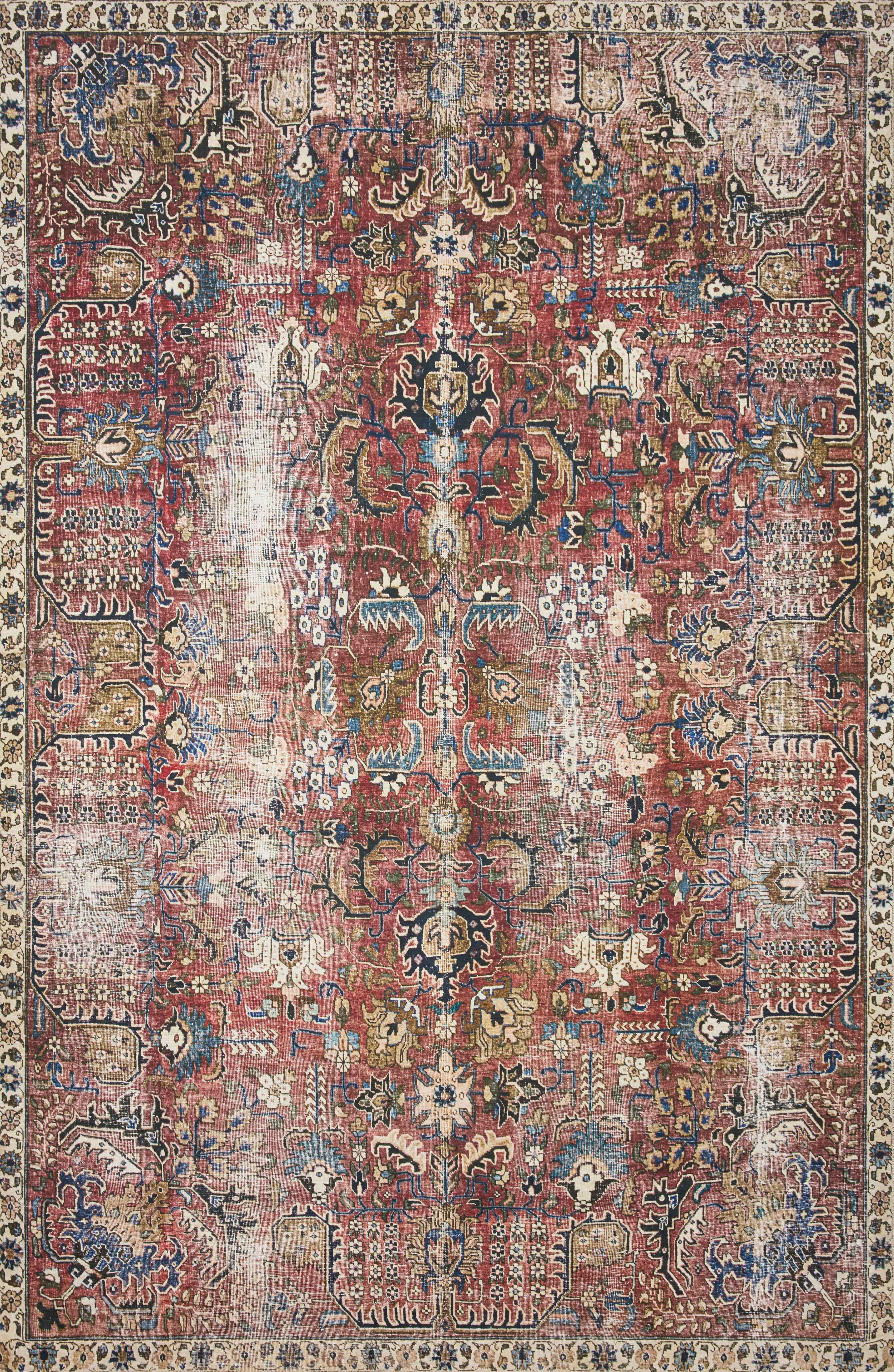 Chris Loves Julia x Loloi Rug in Merlot, Multi - 7'6" x 9'6"