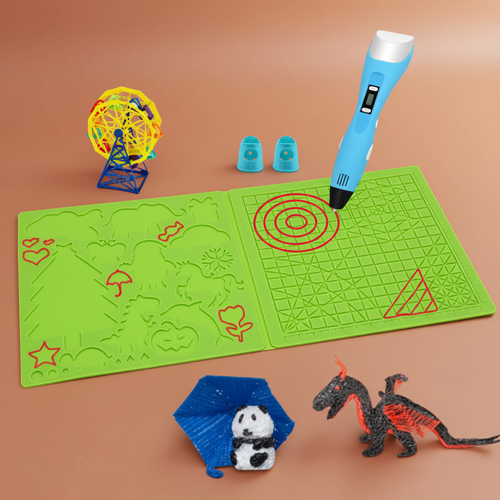 Tapis silicone stylo 3D • modèle géométrique rainuré pour stylo 3D PLA ABS