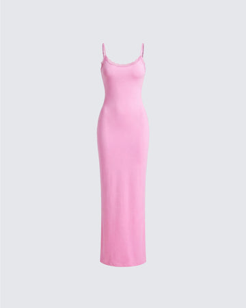 Kayla Pink Fitted Maxi Dress