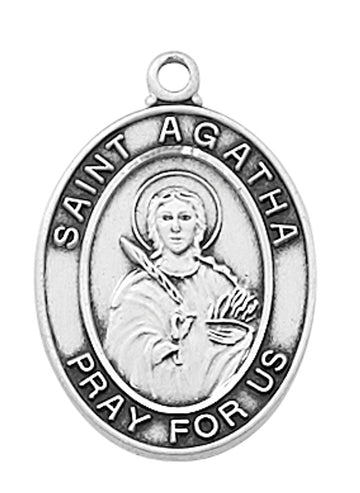 St. Agatha Medal - Sterling Silver Necklace