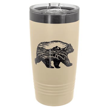 Polar Camel 20 oz. Warm Sand/Ghost Black Ion-Plated Ringneck Tumbler with Slider Lid