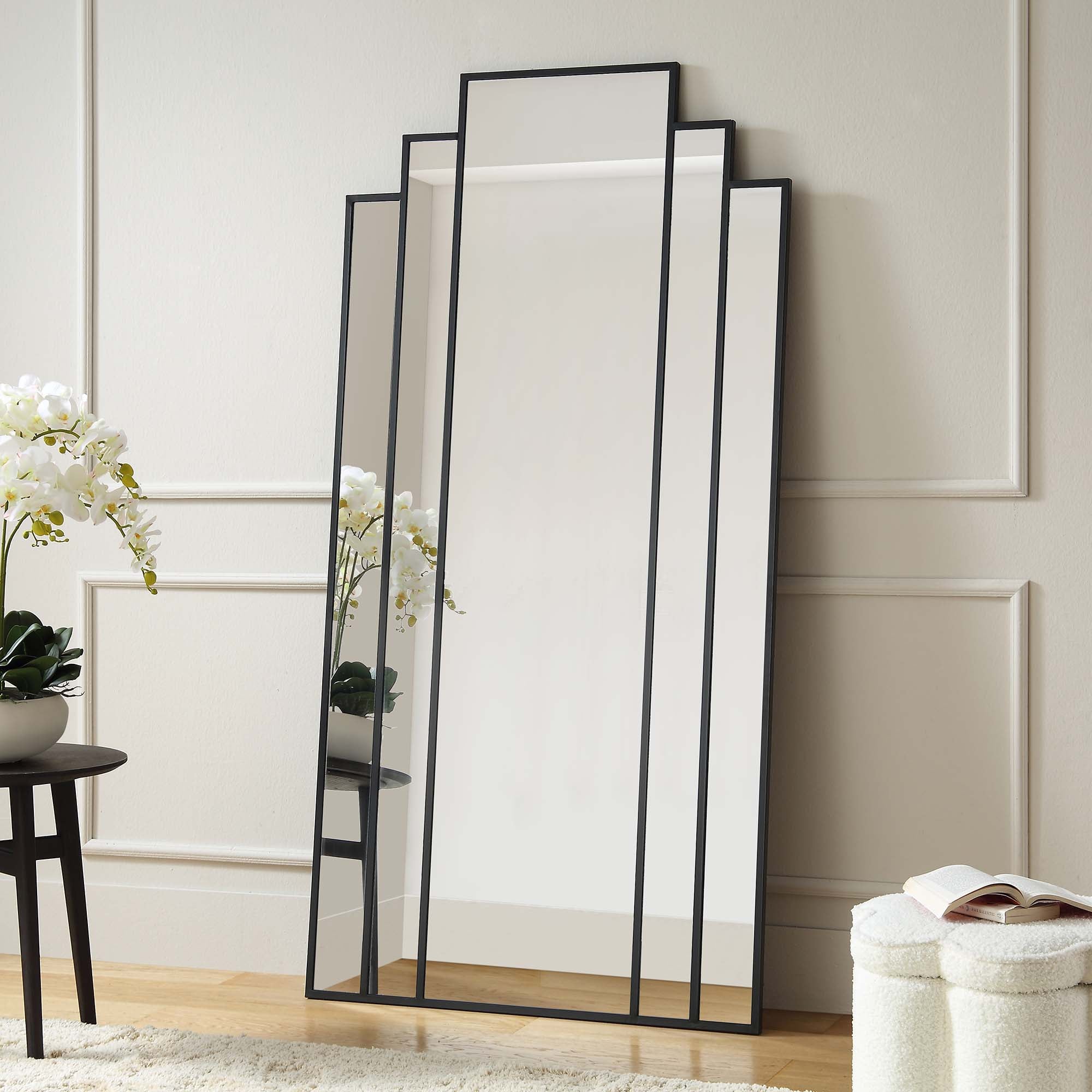 Sonia Black Metal Frame Art Deco Full Length Floor Mirror 179 x 90 cm - daals