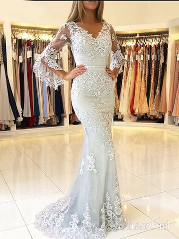 Modest Mermaid Lace Prom Dresses with Sleeves Vintage Prom Dress ARD1893-SheerGirl