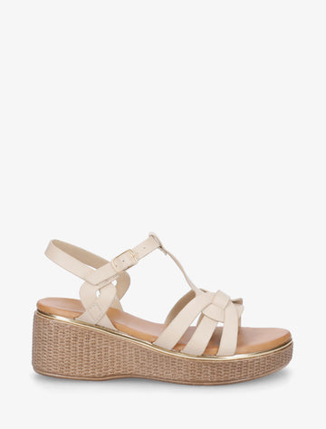Sandales compensées style salomé - Beige - 1