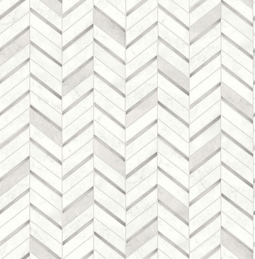 NextWall Chevron Marble Tile Peel & Stick Wallpaper - Silver