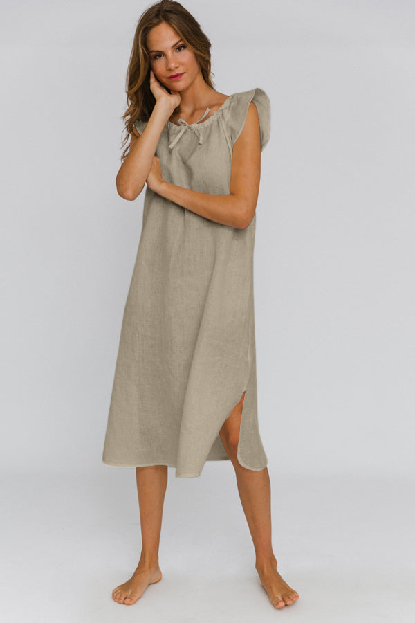 Robe de nuit en lin lavé « Rosa » Naturel #colour_naturel
