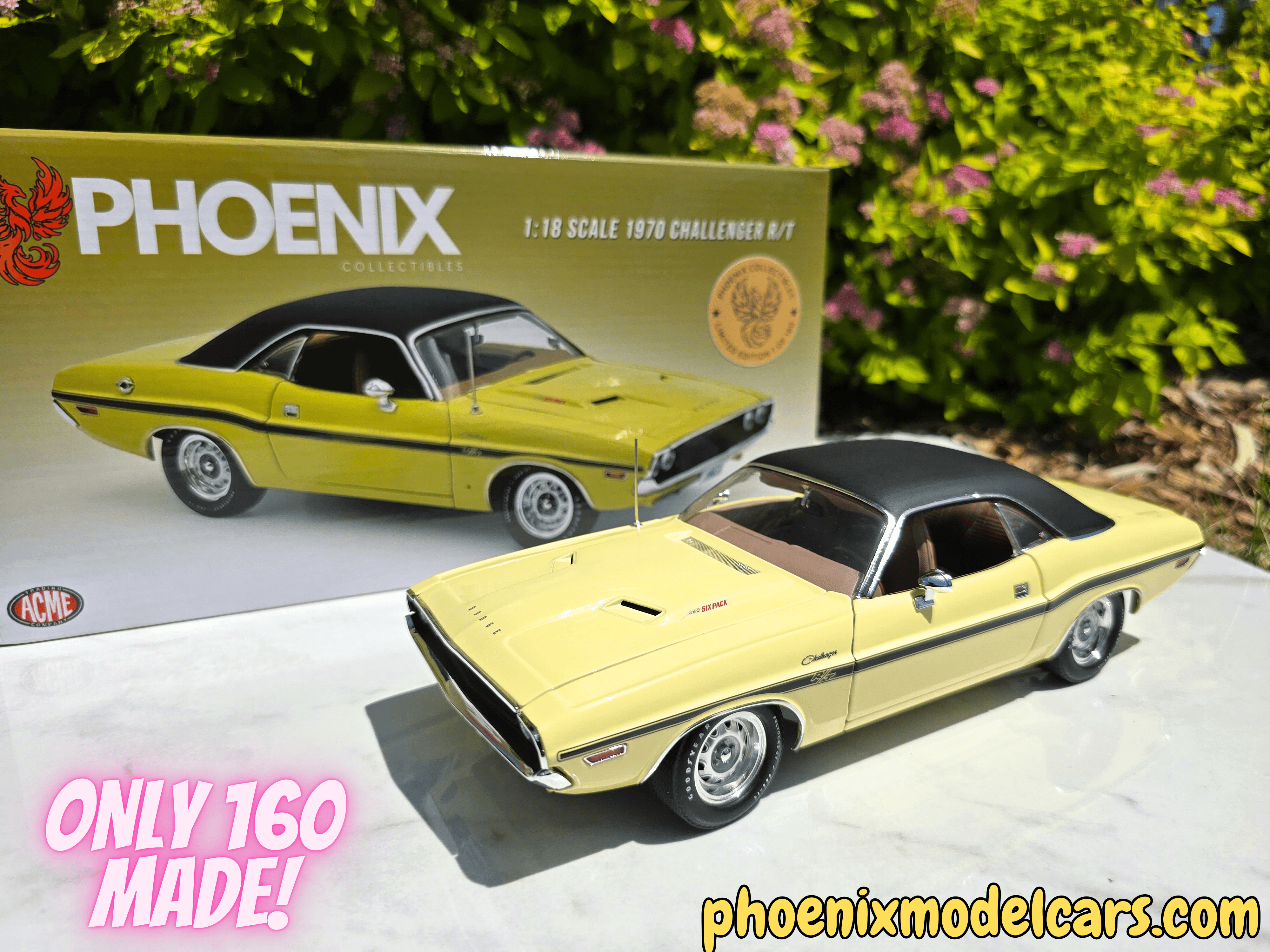 Phoenix Collectibles #1: 1970 Dodge Challenger DY2 Sunfire Yellow w/ Black Vinyl Top Coupe