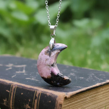 Pendentif Lune en Rhodonite (PE1979)