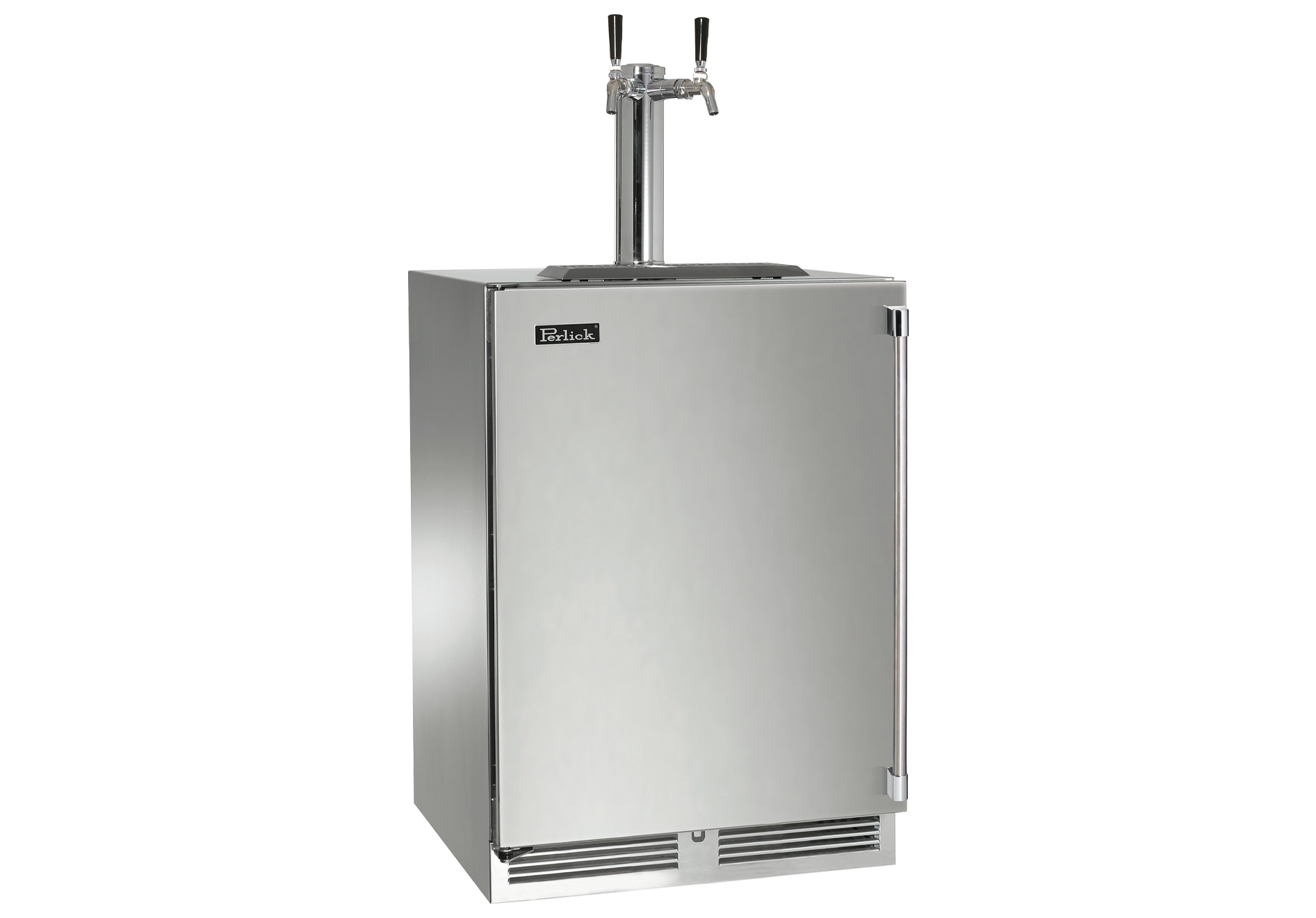 Perlick Signature Series 24" Marine Grade Keg Dispenser - Dual Tap with Stainless Steel Solid Door Hinge Right with Lock