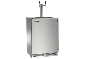 Perlick Signature Series 24" Marine Grade Keg Dispenser - Dual Tap with Stainless Steel Solid Door Hinge Right with Lock