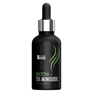 Minoxidil 5% con Biotina: Solución topica para el Crecimiento del Cabello - Pharma Grow Labs. Envíos a todo México.