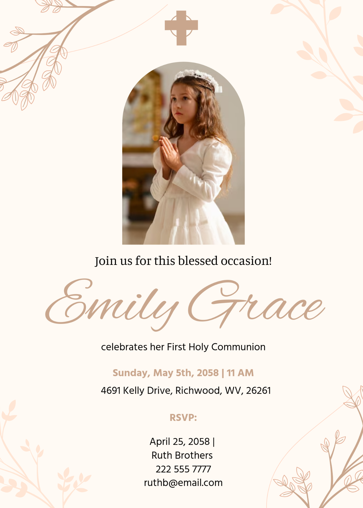 Free First Communion Invitation Templates, Editable and Printable