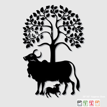 2D Modern Art Pichwai art Kamdhenu (Cow)