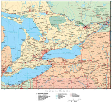 Southern Ontario Map - Adobe Illustrator Digital Vector Map