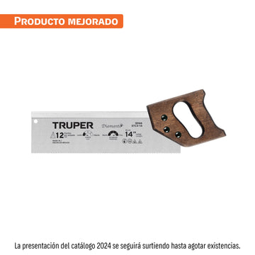 Serrucho de costilla 14" Diamante, 12 DPP, Truper, STCX-14, 18166