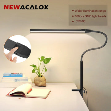 Newacalox desk clamp screen bar with flexible 360° rotating arm, 108 LED eye protection