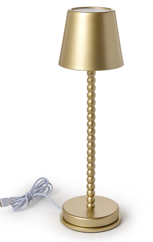 Cordless Gold Beaded Pole Table Lamp
