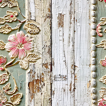 Shabby Chic Antique Painted Wood Pattern 15 Quilting Cotton Fabric