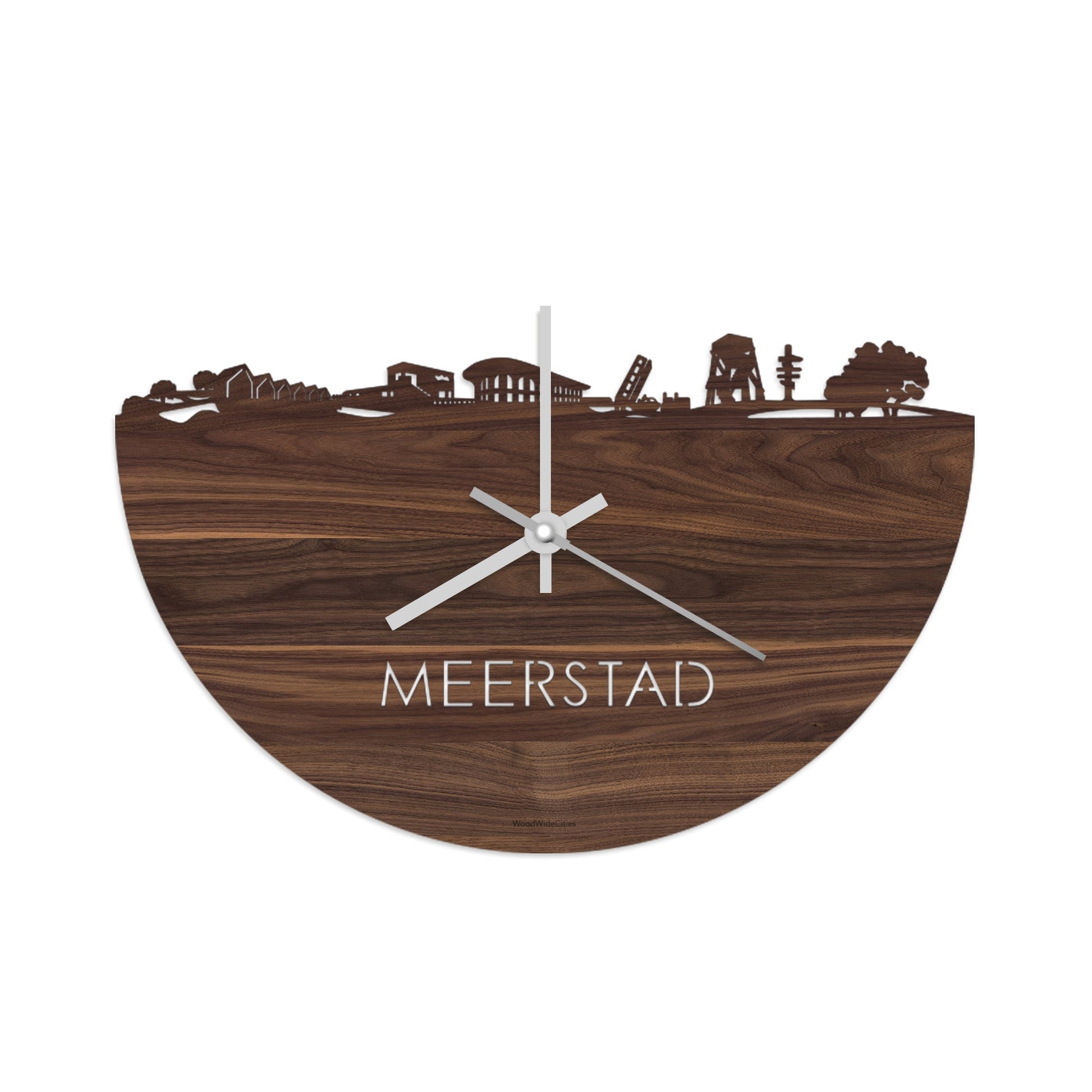 Skyline Klok Meerstad Noten houten cadeau wanddecoratie relatiegeschenk van WoodWideCities
