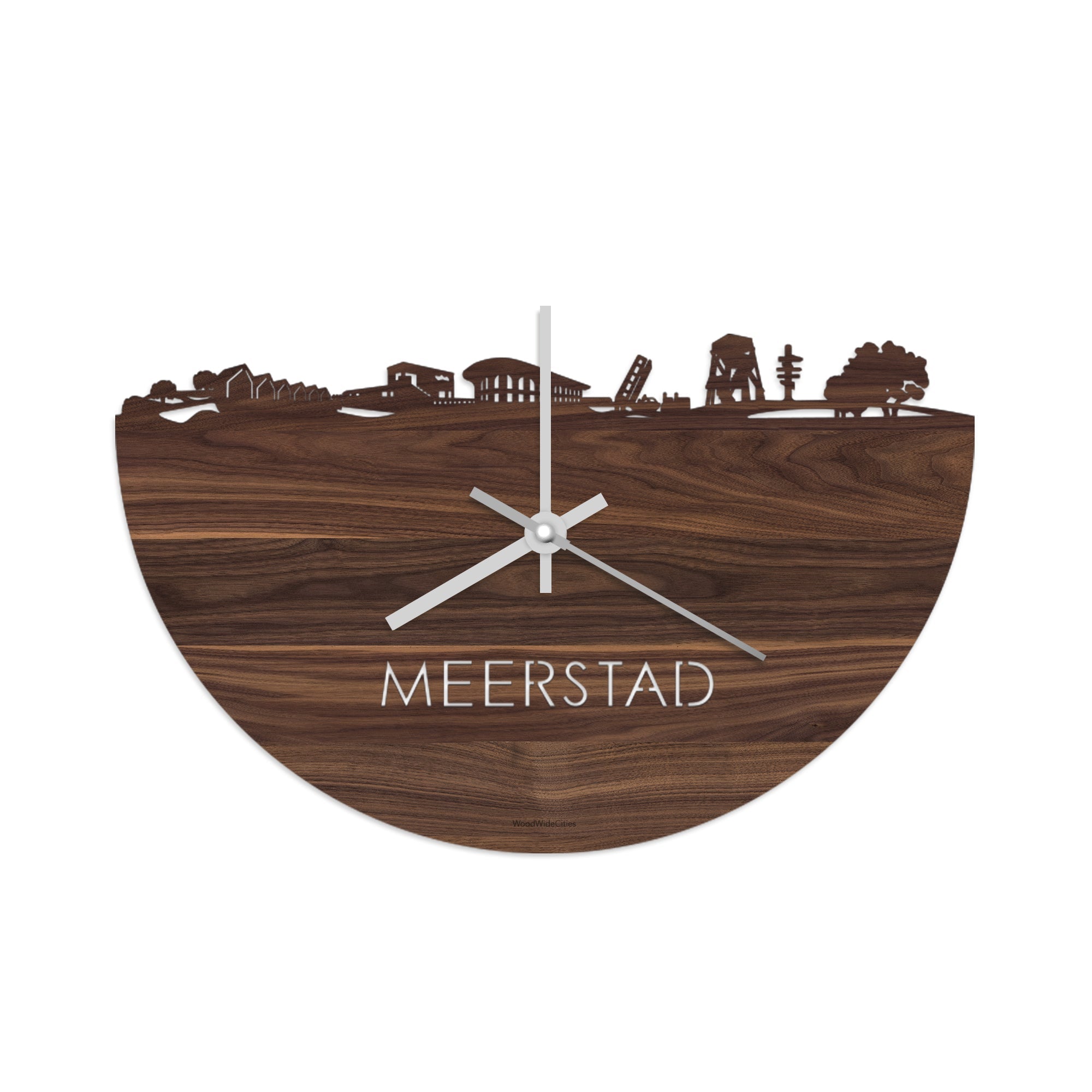 Skyline Klok Meerstad Noten houten cadeau wanddecoratie relatiegeschenk van WoodWideCities