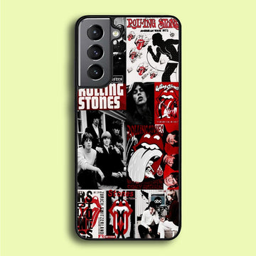 The Rolling Stones Collage Samsung Galaxy S21 Plus Case-Rubber / White (2D Case)-Xtracase