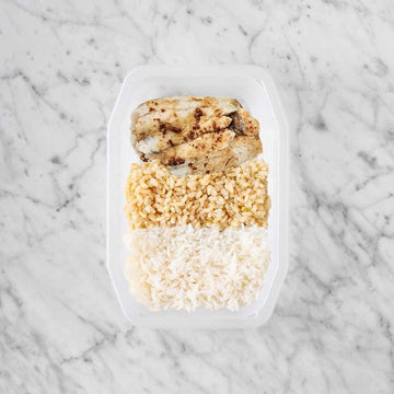 150g Honey Soy Barramundi 200g Brown Rice 50g Basmati Rice