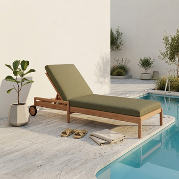 Jack outdoor adjustable lounger - teak - Green fabric - Ethnicraft - Design-Master