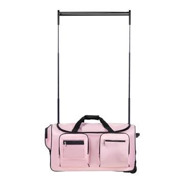 VEVOR Dance Bag with Garment Rack, 736.6 mm Rolling Dance Duffel, with Wheels, USB Port, Height Adjustable Clothes Rack, Privacy Protection Curtain, Ideal for Travel and Competitions, Matte Pink