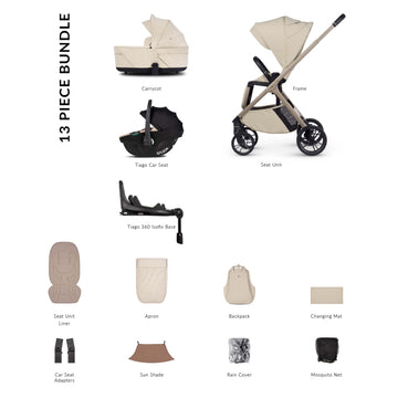 Venicci Tila Pram 13-Piece Luxury Bundle - Sabbia - Tiago Beige
